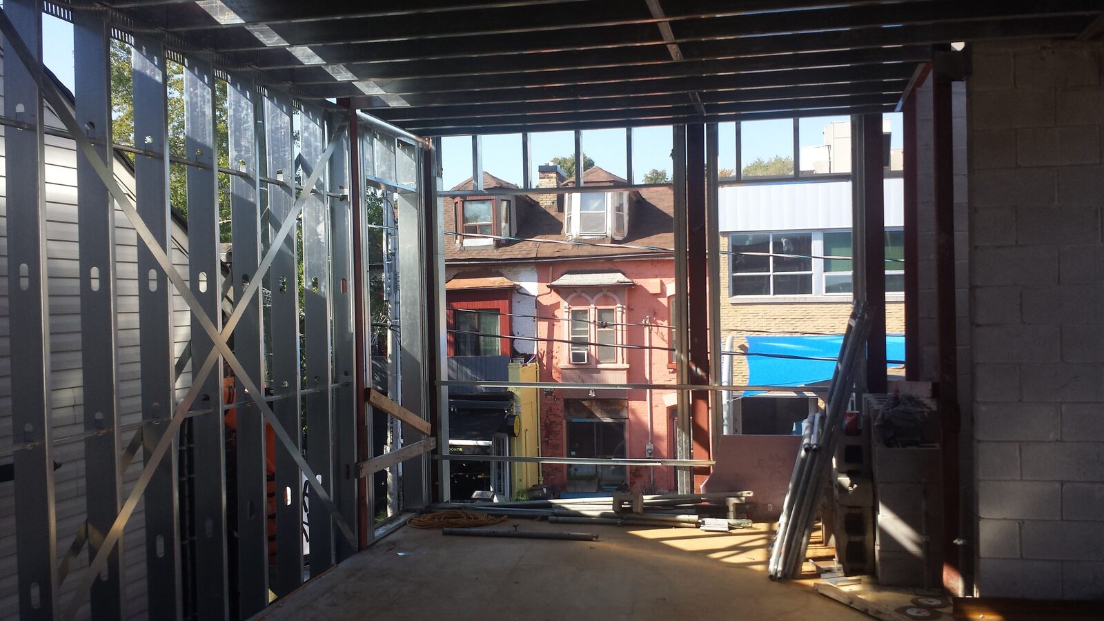 299 Augusta Avenue steel and cold-formed framing, Kensington Market, Toronto
