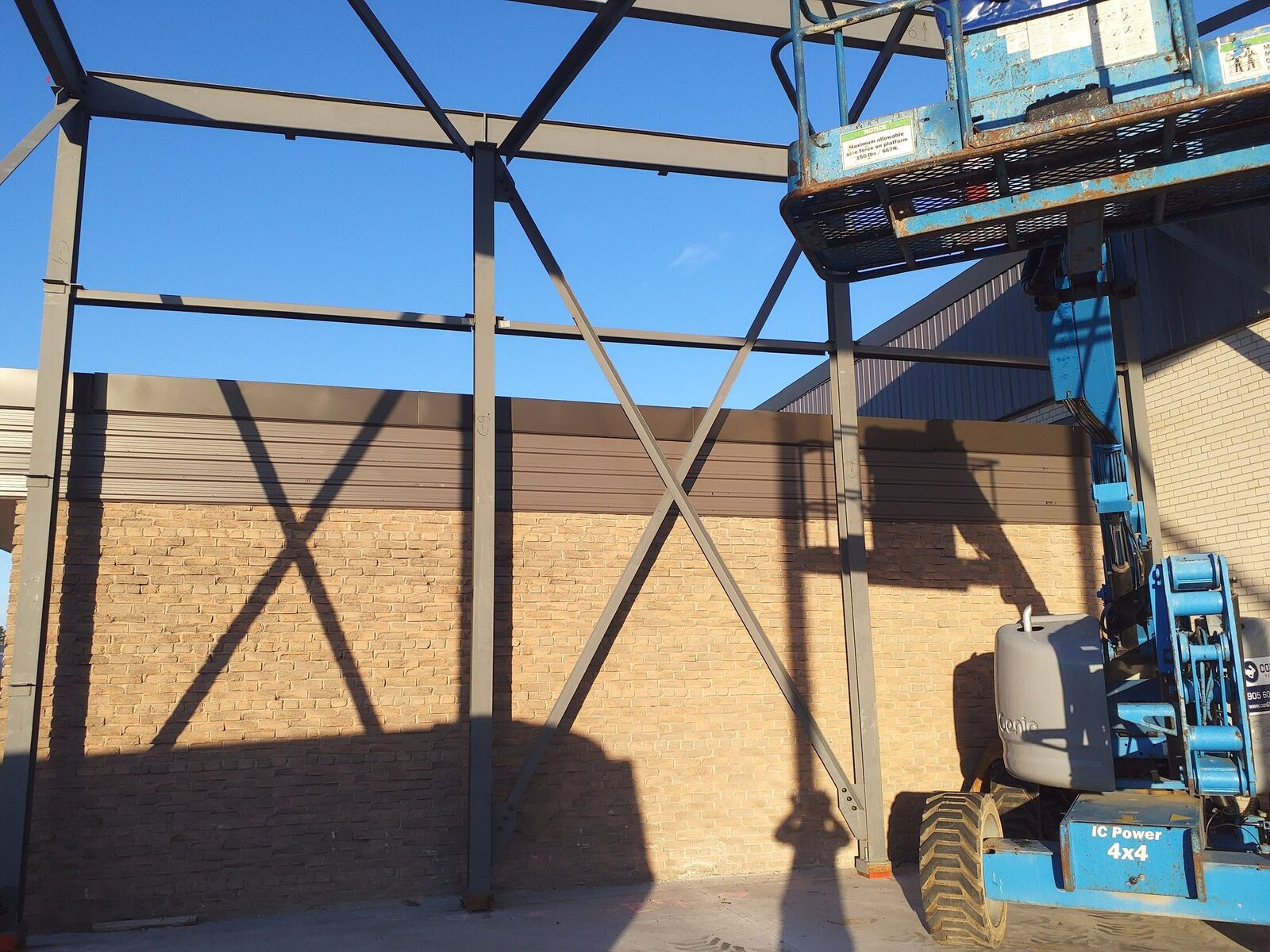 Warehouse expansion steel framing, 342 Flint Road, North York