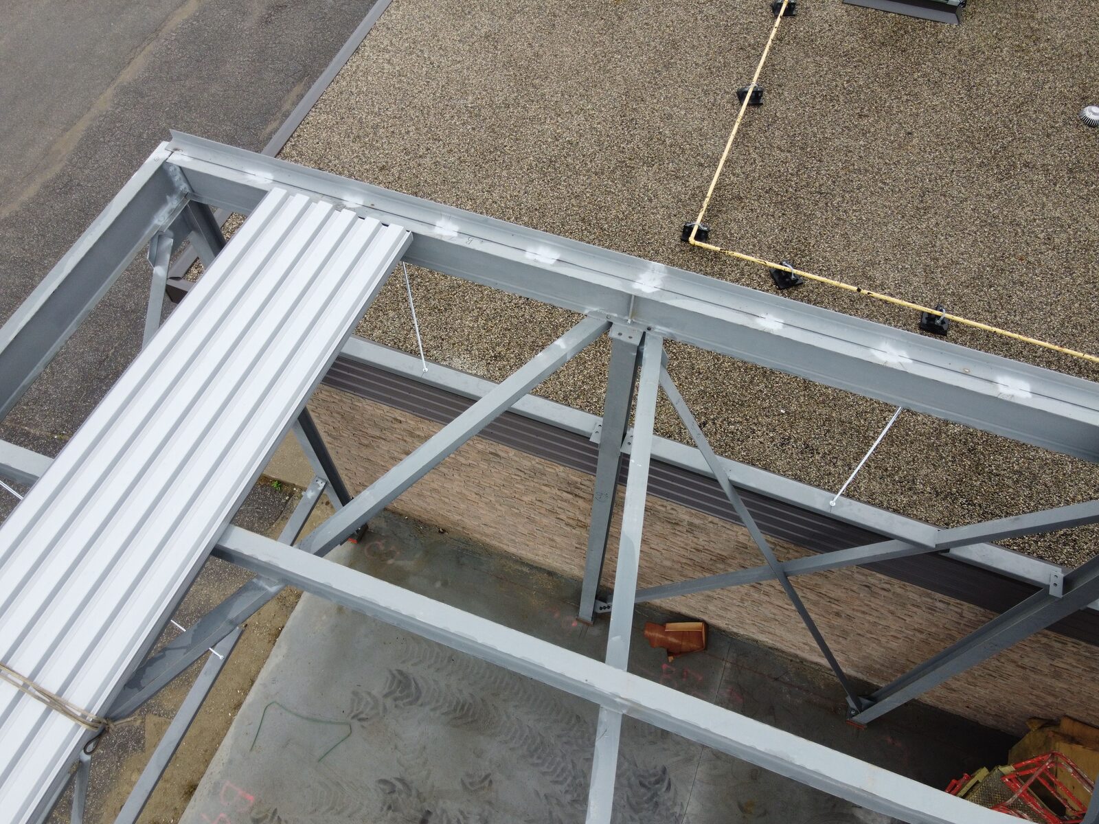 Warehouse expansion steel framing, 342 Flint Road, North York