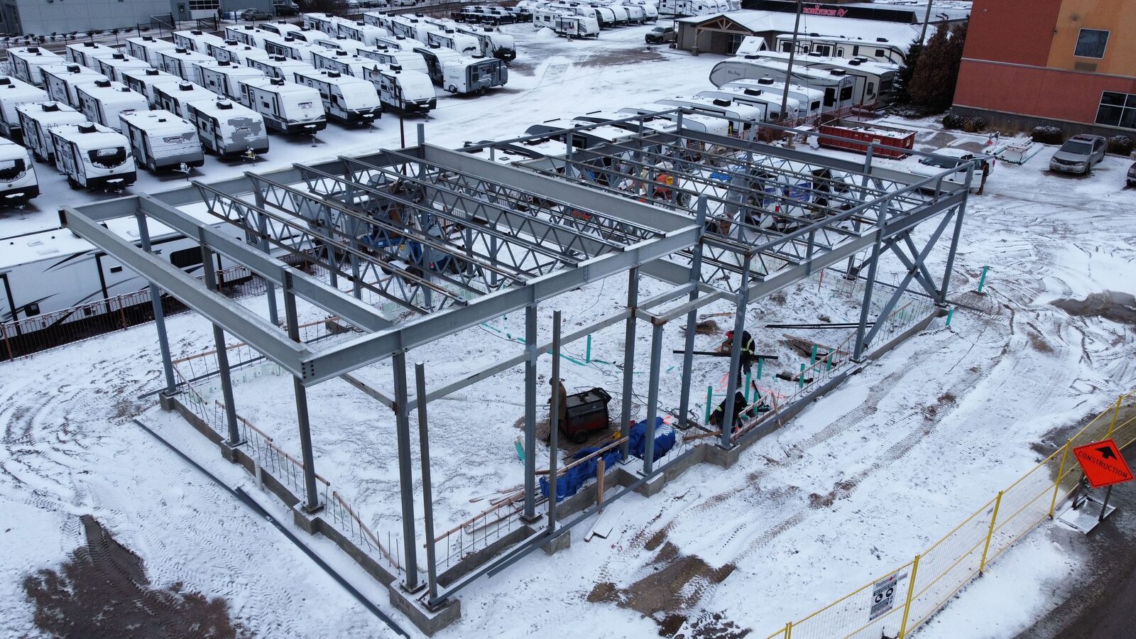 Burger King restaurant steel framing, Fergus, Ontario