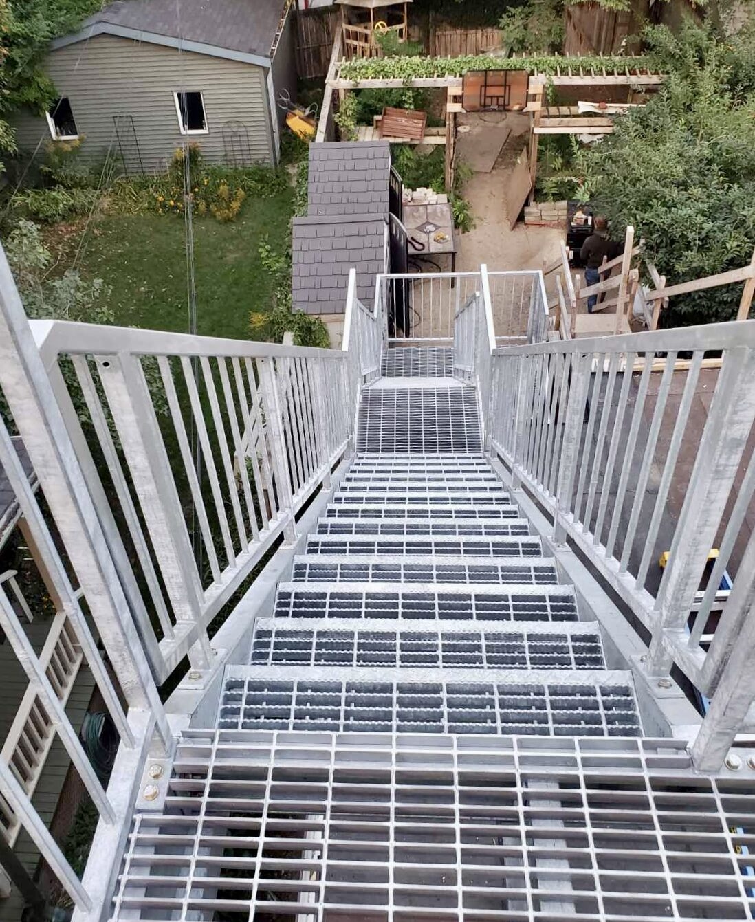 Custom steel staircase and landing framing by Weld Plus